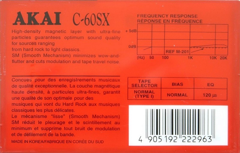 Compact Cassette Akai SX 60 Type I Normal 1992 Europe