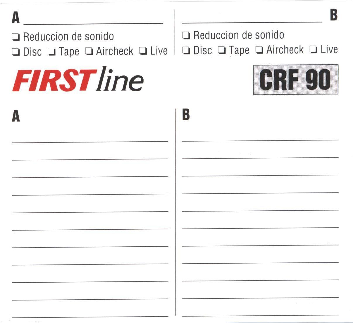 Compact Cassette First Line 90 "CRF CX-II" Type II Chrome 1993 Spain