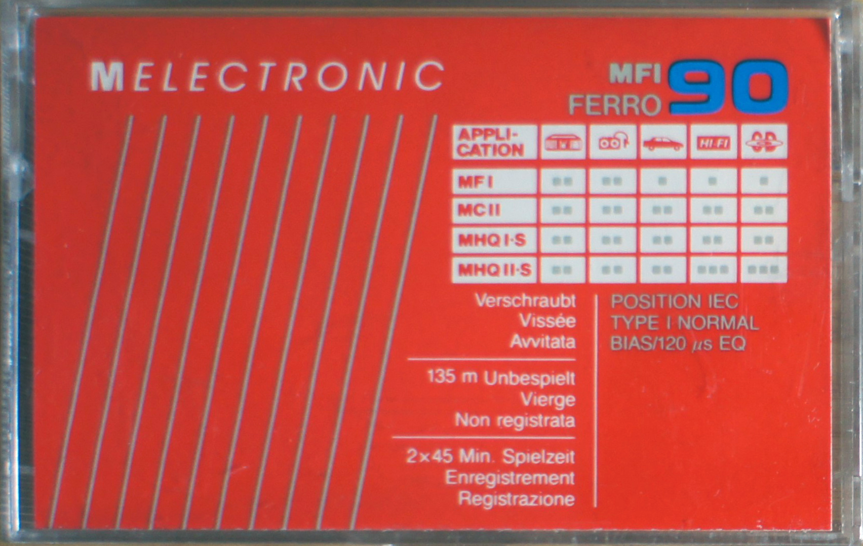 Compact Cassette Melectronic MF I 90 Type I Normal 1987 Switzerland