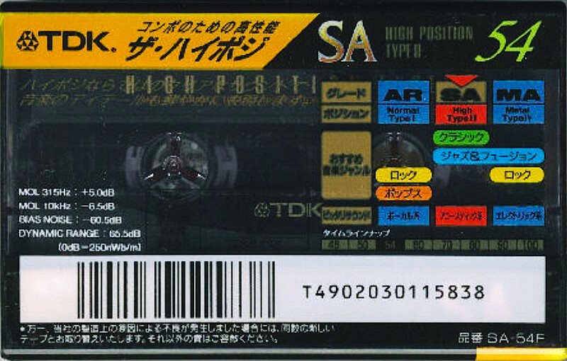 Compact Cassette TDK SA 54 "SA-54F" Type II Chrome 1994 Japan