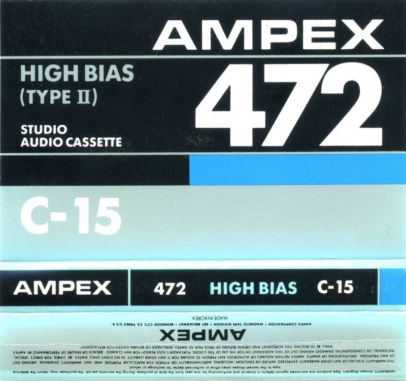 Compact Cassette Ampex 472 15 Type II Chrome 1985 USA