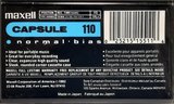 Compact Cassette Maxell Capsule 110 Type I Normal 1992 North America