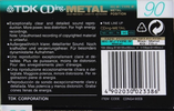 Compact Cassette TDK CDing Metal 90 "CDING4-90EB" Type IV Metal 1997 Europe