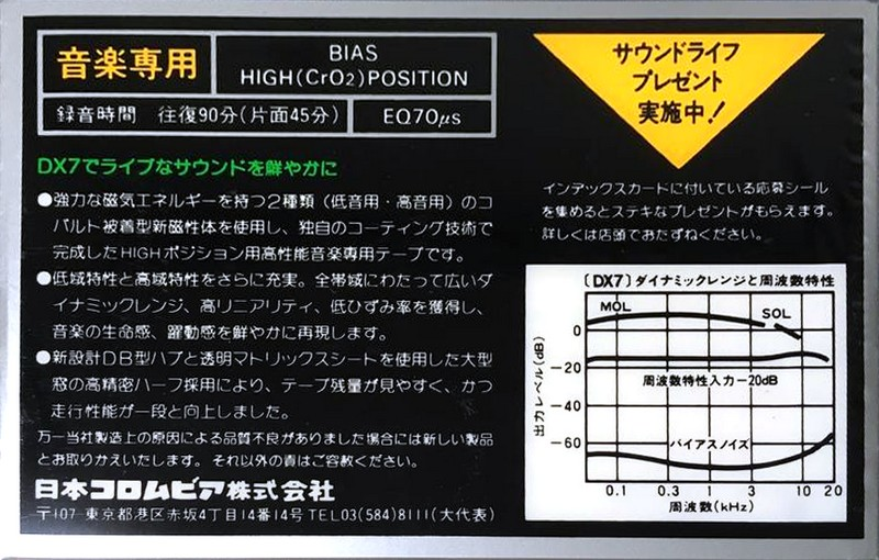Compact Cassette Denon DX7 90 "DX7/90N" Type II Chrome 1982 Japan