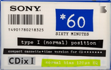 Compact Cassette Sony CDix I 60 "C-60CDX1a" Type I Normal 1992 Japan