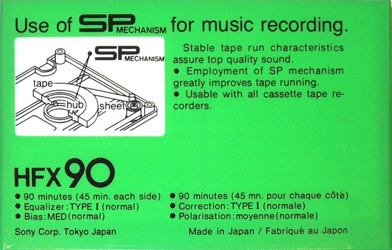 Compact Cassette Sony HFX 90 Type I Normal 1978 North America