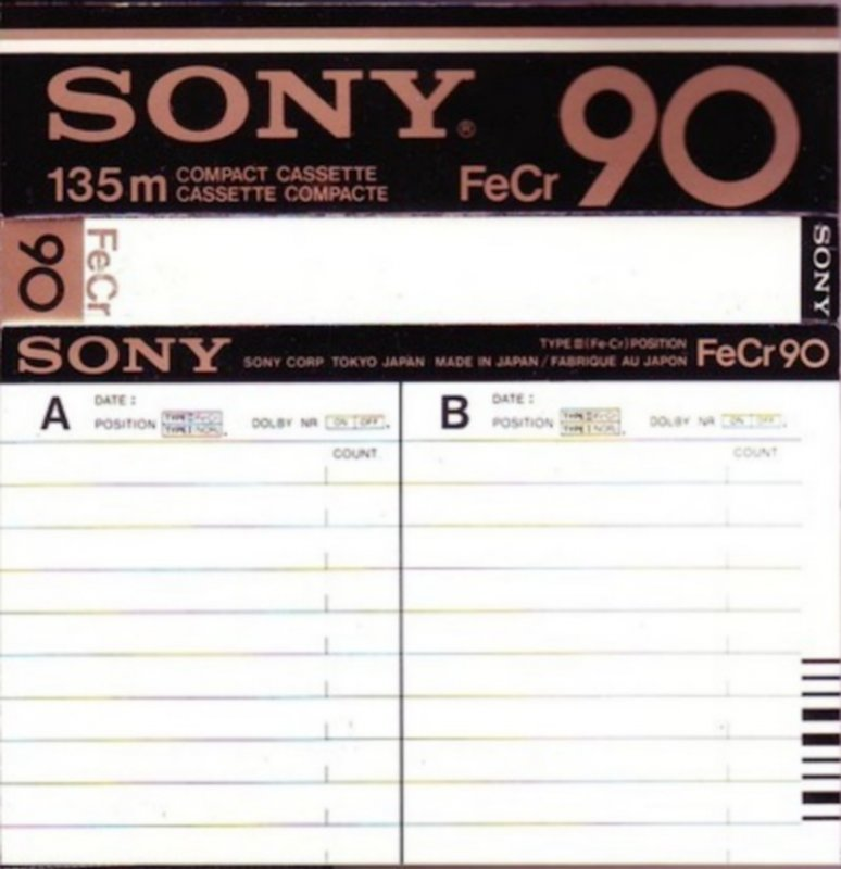 Compact Cassette Sony FeCr 90 Type III Ferro Chrome 1979 North America