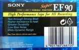 Compact Cassette Sony Super EF 90 Type I Normal 1995 Europe