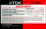 Compact Cassette TDK A 60 Type I Normal 1988 Europe