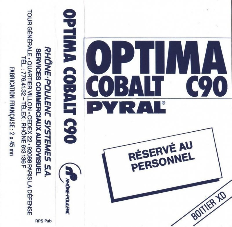 Compact Cassette Pyral Optima Cobalt 90 Type I Normal 1974 France