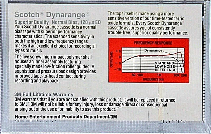 Compact Cassette Scotch Dynarange 60 Type I Normal 1982 USA