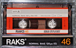 Compact Cassette RAKS High Dynamic 46 Type I Normal 1977 Europe