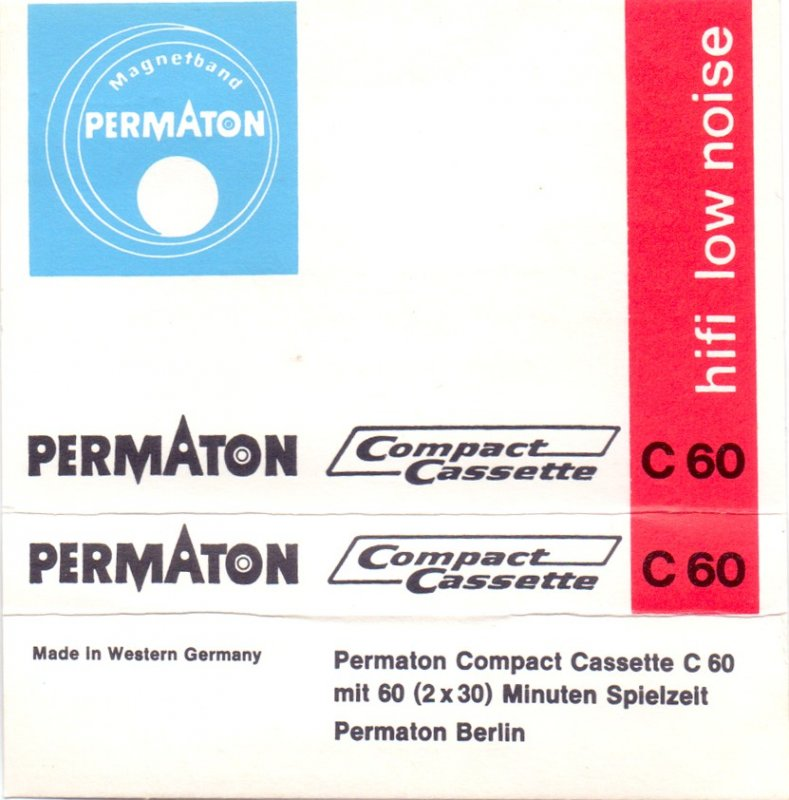 Compact Cassette Permaton 60 Type I Normal 1969 Europe