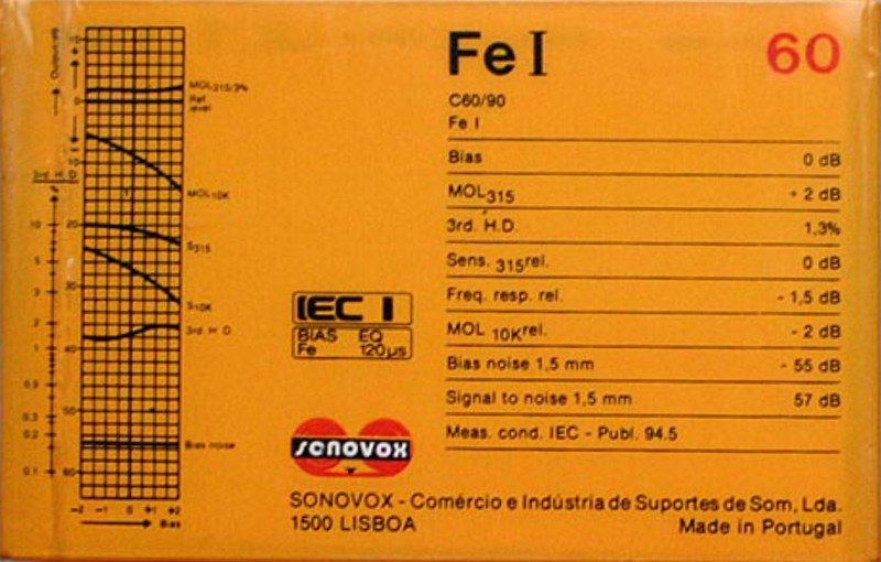 Compact Cassette Sonovox Fe I 60 "Stereoferro I" Type I Normal 1983 Portugal