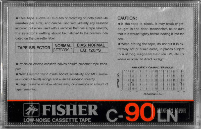 Compact Cassette Fisher LN 90 Type I Normal 1982 USA