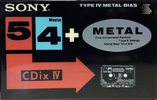 Compact Cassette Sony CDix IV 54 "C-54CDX4" Type IV Metal 1991 Japan