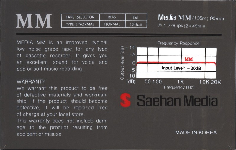 Compact Cassette Media Super HQ MM 90 Type I Normal 1993 Europe