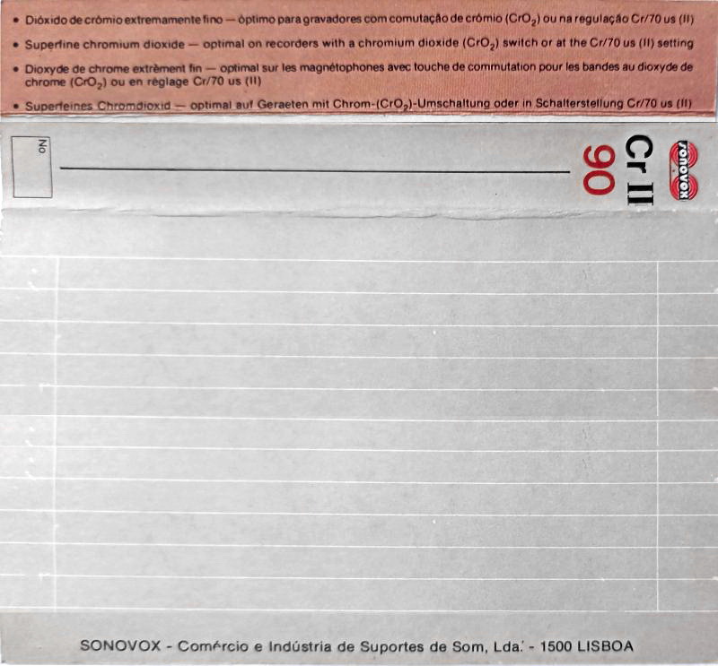 Compact Cassette Sonovox Cr II 90 Type II Chrome 1983 Portugal