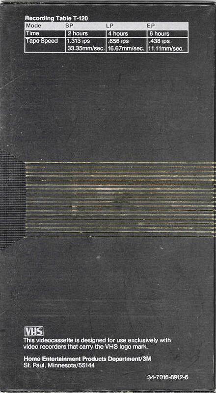 VHS, Video Home System Scotch HGX Plus 120 Type I Normal USA
