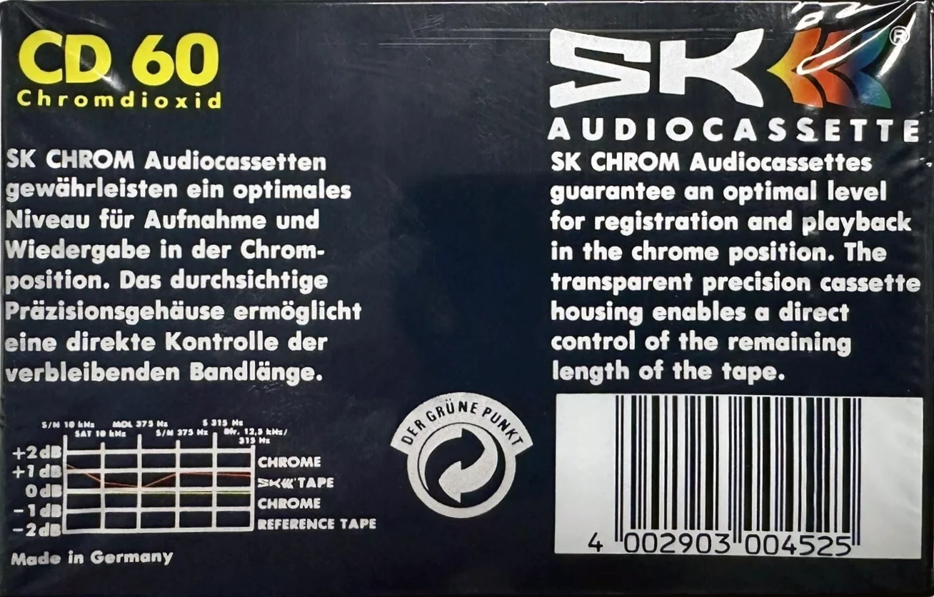 Compact Cassette SK CD 60 Type II Chrome 1995 Europe