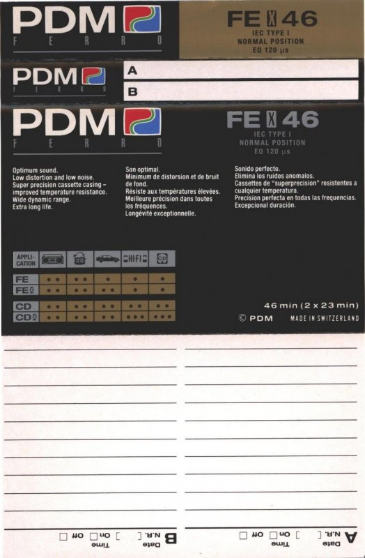 Compact Cassette PDM FE X 46 Type I Normal 1990 Europe