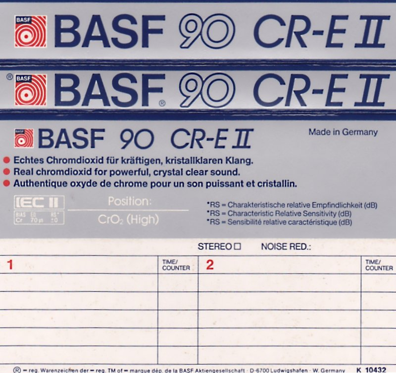 Compact Cassette BASF Chromdioxid Extra II 90 "CR-E II" Type II Chrome 1985 Europe