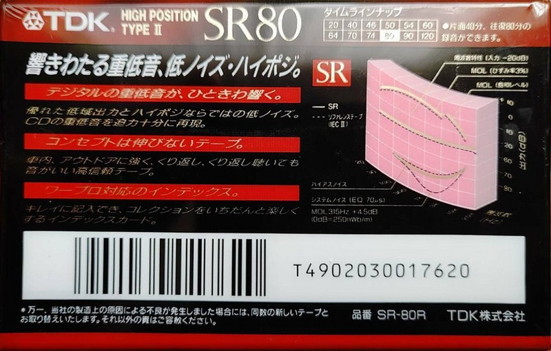 Compact Cassette TDK SR 80 "SR-80R" Type II Chrome 1992 Japan