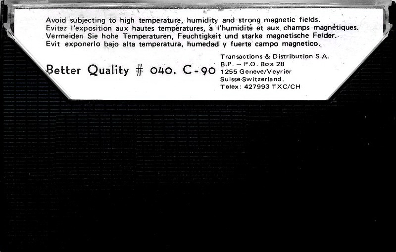 Compact Cassette Better Quality 90 Type I Normal 1971 Switzerland