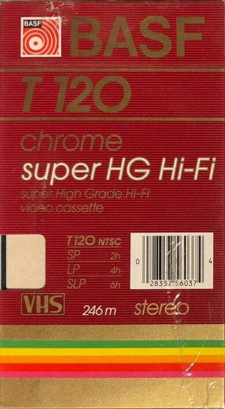 VHS, Video Home System BASF Super HG Hi-Fi 120 Type II Chrome 1985 North America