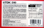 Compact Cassette TDK D 90 Type I Normal 1985 Australia, Europe