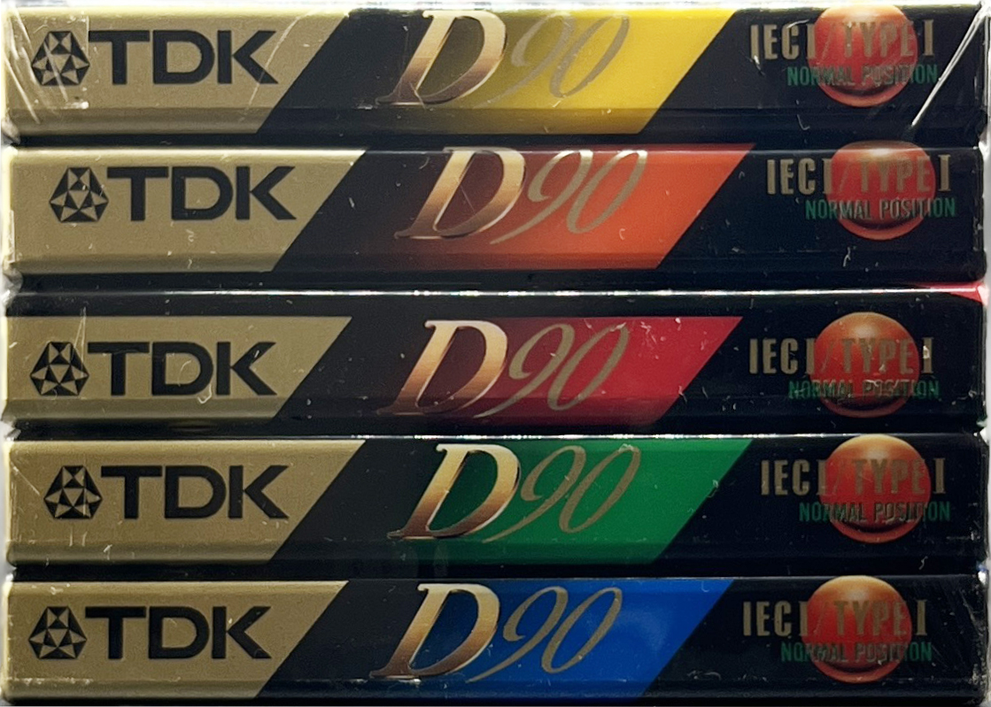 5 pack TDK D 90 "5 mix colour Limited Edition" Type I Normal 1995 Europe