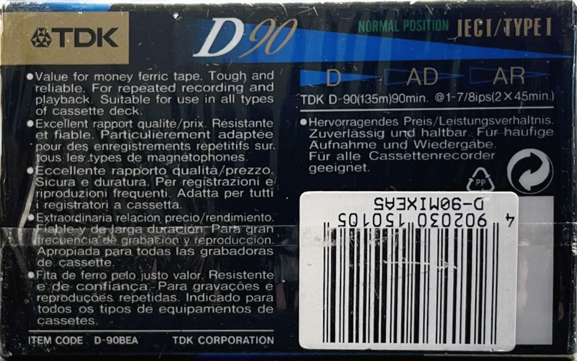 5 pack TDK D 90 "5 mix colour Limited Edition" Type I Normal 1995 Europe