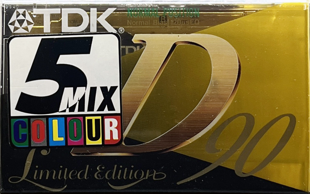 5 pack TDK D 90 "5 mix colour Limited Edition" Type I Normal 1995 Europe