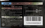 Compact Cassette TDK MA 54 "MA-54G" Type IV Metal 1987 Japan