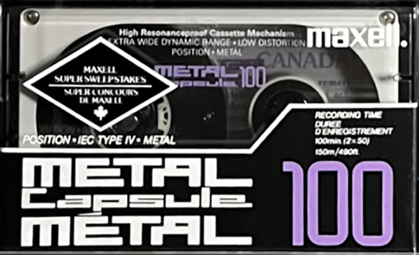 Compact Cassette Maxell Capsule Metal 100 Type IV Metal 1990 North America