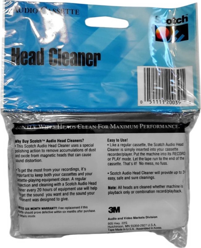 Soft Pack Scotch Cleaning Cassette 1994 USA