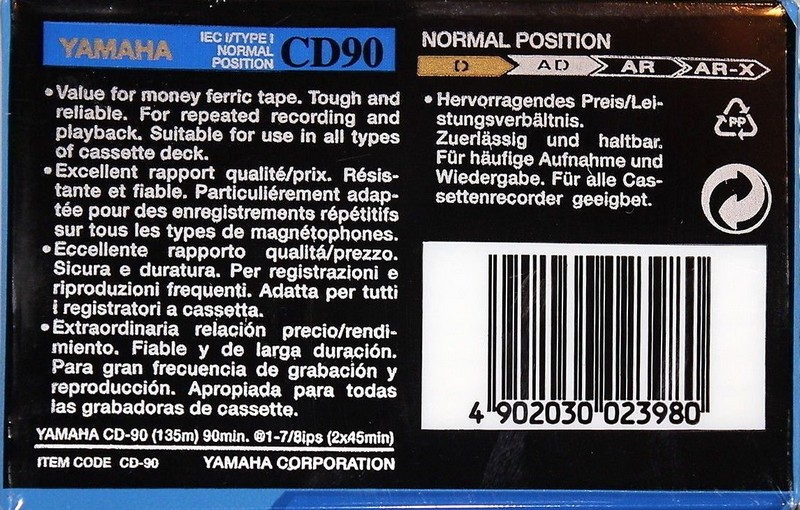 Compact Cassette Yamaha CD 90 Type I Normal 1992 Worldwide