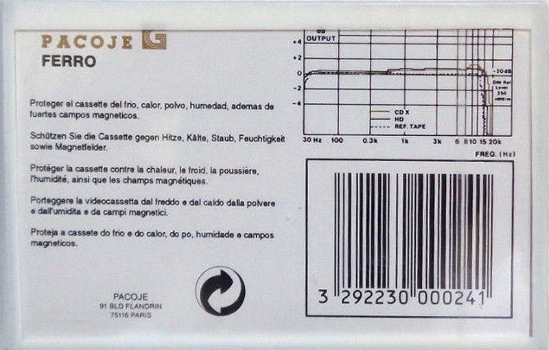 Compact Cassette Pacoje CD-X Ferro 60 Type I Normal 1987 Europe