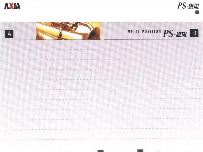 Compact Cassette AXIA PS-Metal 74 "PSMH 74" Type IV Metal 1996 Japan