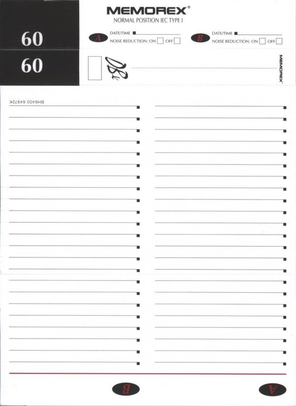 Compact Cassette Memorex DB x 60 Type I Normal 1995 UK
