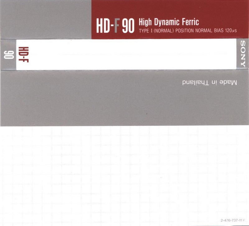 Compact Cassette Sony HD-F 90 "HD-F TP 90" Type I Normal 1990 Europe
