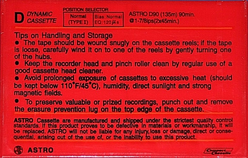 Compact Cassette Astro 90 Type I Normal