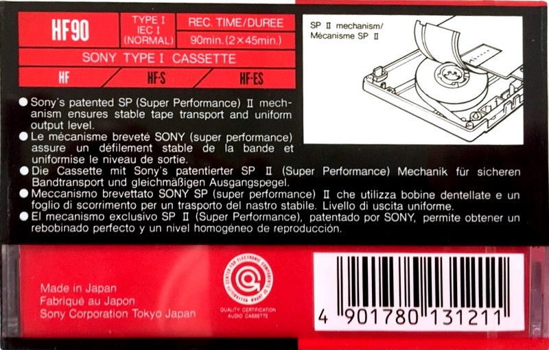 Compact Cassette Sony HF 90 Type I Normal 1991 Europe
