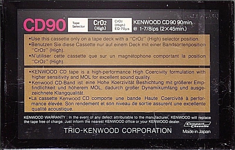 Compact Cassette Kenwood CD 90 Type II Chrome 1985 Worldwide