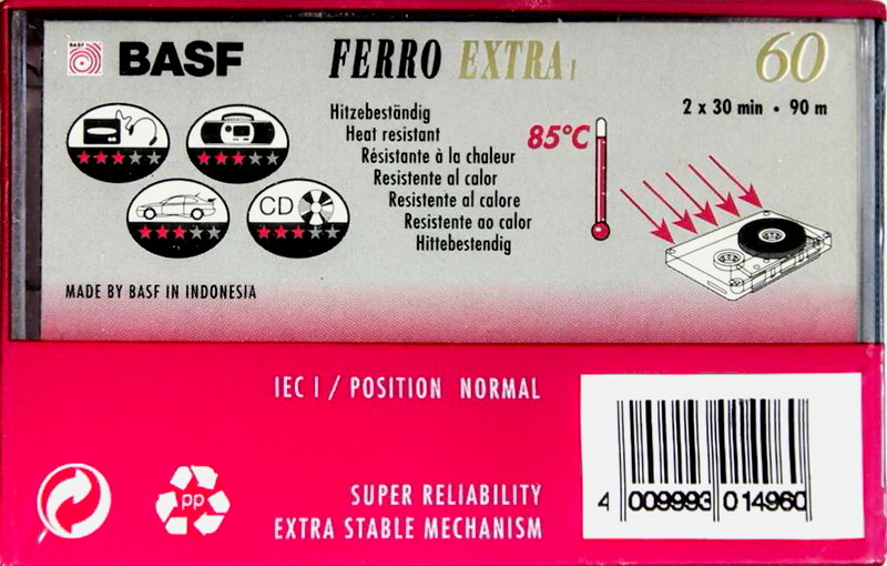 Compact Cassette BASF Ferro Extra I 60 Type I Normal 1993 Worldwide