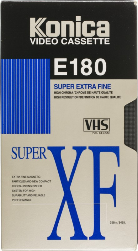 VHS, Video Home System Konica Super XF 180 "E-180 SXF" Type I Normal 1990 Worldwide