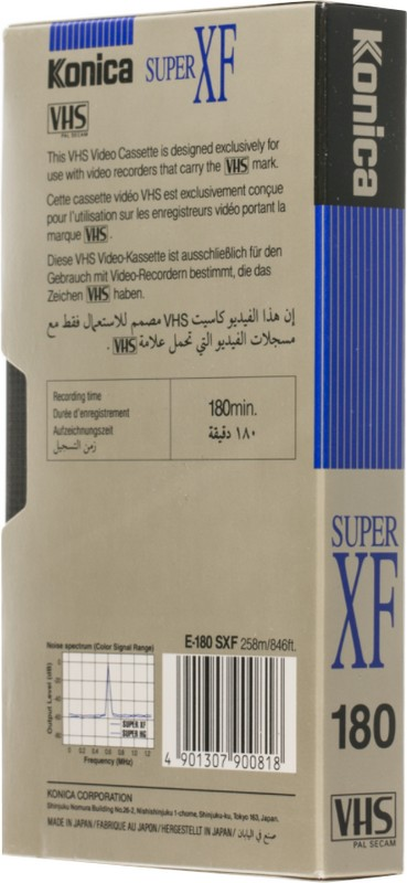 VHS, Video Home System Konica Super XF 180 "E-180 SXF" Type I Normal 1990 Worldwide