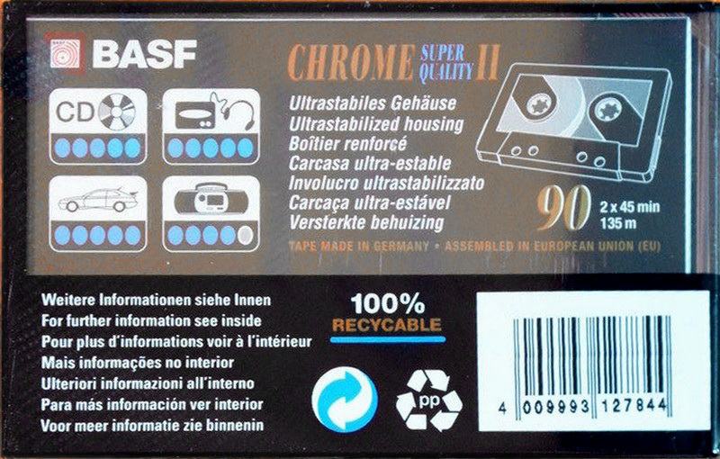 Compact Cassette BASF Chrome Super Quality II 90 Type II Chrome 1997 Europe