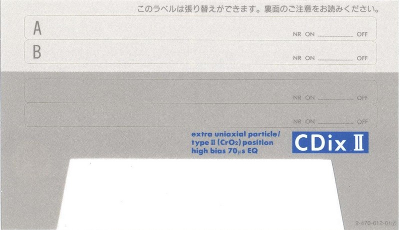 Compact Cassette Sony CDix II 40 Type II Chrome 1991 Japan