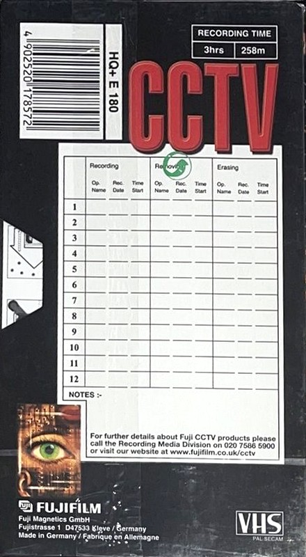 VHS, Video Home System Fuji HQ+ 180 "HQ+ E-180 CCTV" Type I Normal Europe